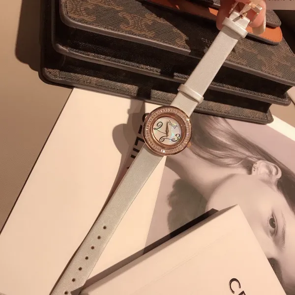 Design Piaget Possession White Strap Rose Gold Diamond Bezel Quartz Watch Watches - 16