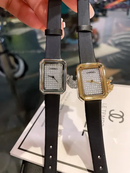 Chanel Première Rock Black Gold Quartz Watch with Camellia Charm Watches - 7
