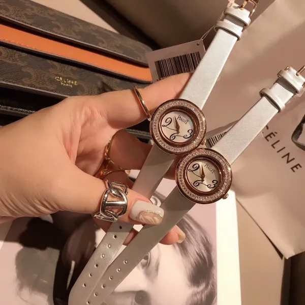 Design Piaget Possession White Strap Rose Gold Diamond Bezel Quartz Watch Watches - 13