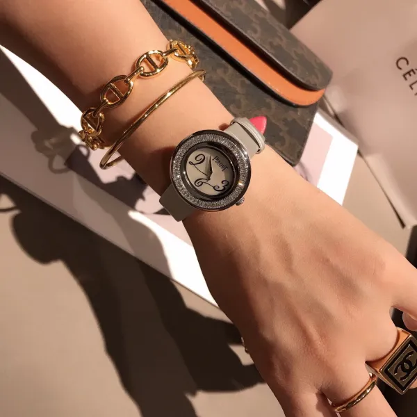 Design Piaget Possession White Strap Rose Gold Diamond Bezel Quartz Watch Watches - 9