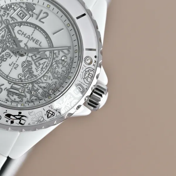 Chanel J12 Automatic White Ceramic Diamond Bezel Watch Watches - 43