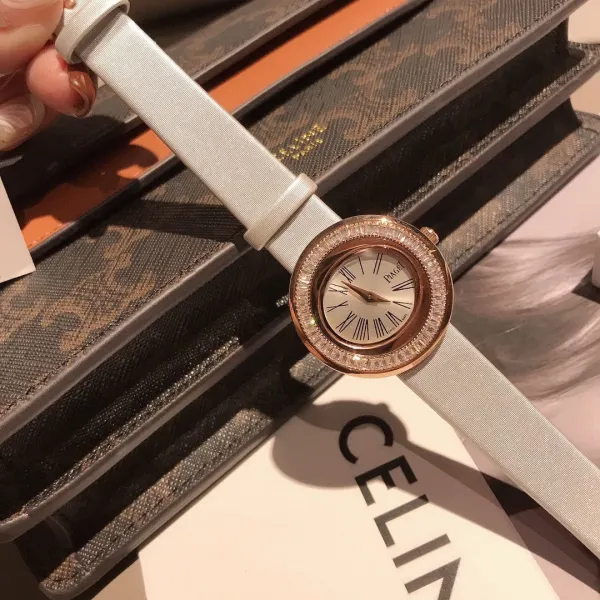Design Piaget Possession White Strap Rose Gold Diamond Bezel Quartz Watch Watches - 51