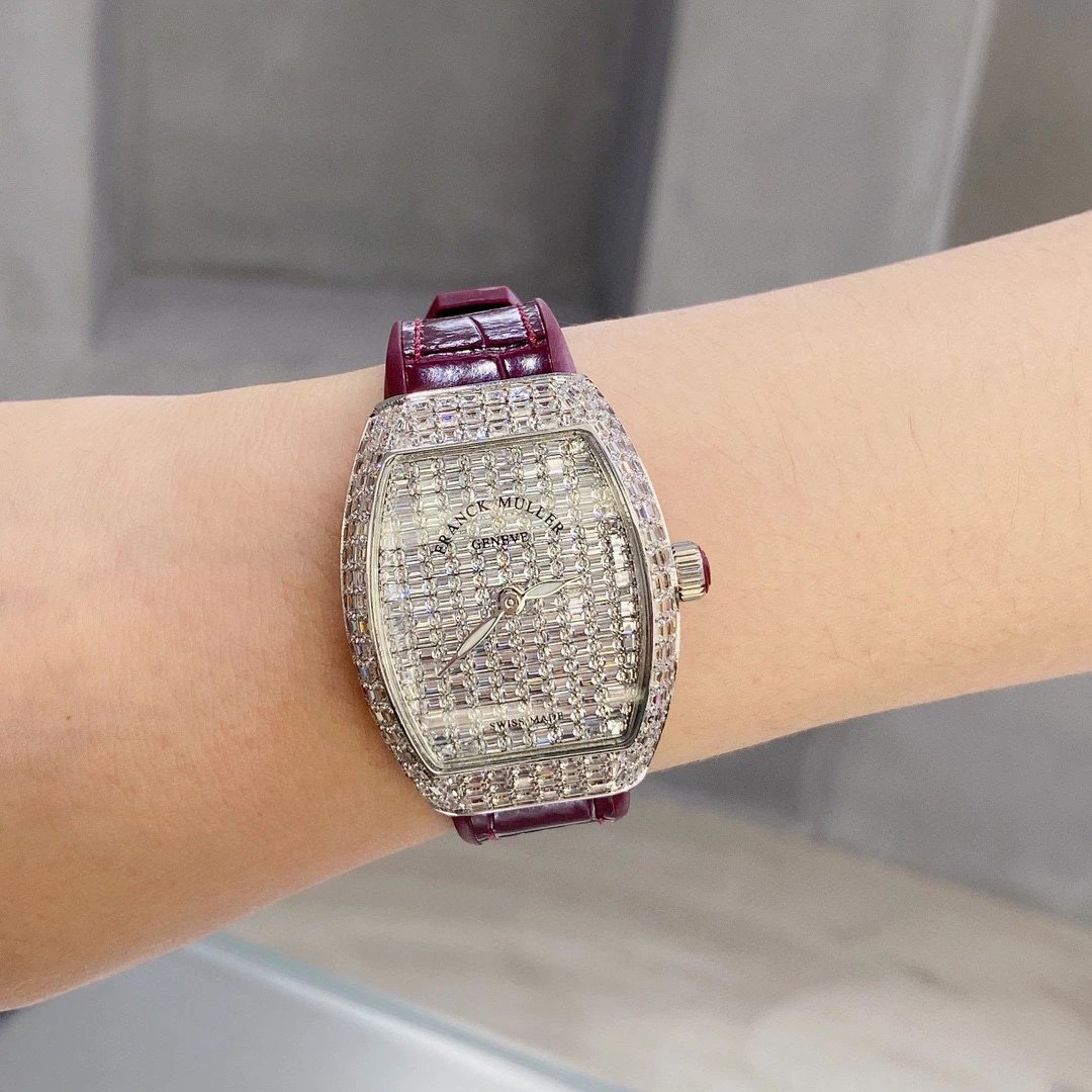Franck Muller Geneve Red Leather Diamond Watch