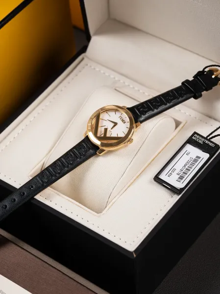 Fendi FF Logo Chronograph Rose Gold and Silver Watch Watches - 24