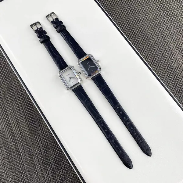 Chanel Premiere Watch Gold Diamond-Set White Dial Black Leather Strap Watches - 40