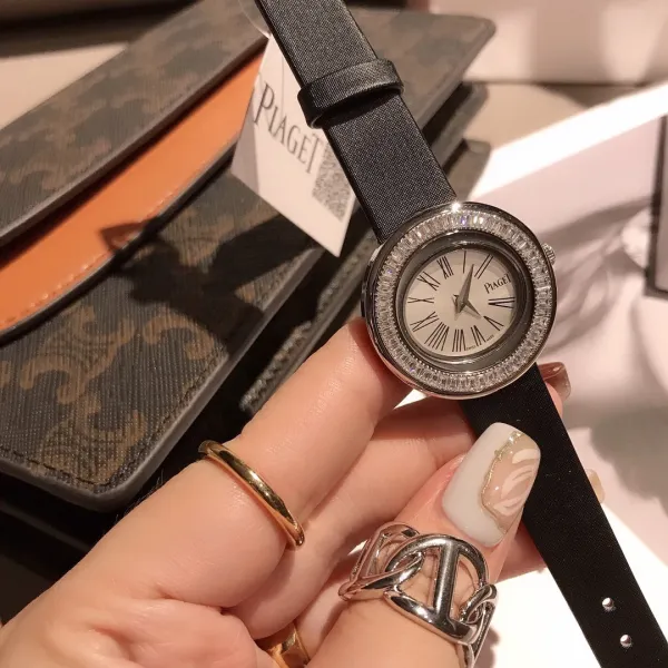 Design Piaget Possession White Strap Rose Gold Diamond Bezel Quartz Watch Watches - 43