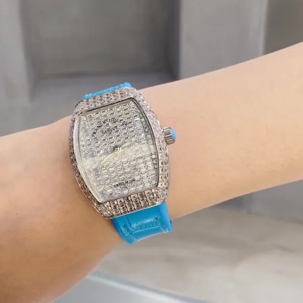 Franck Muller Casablanca Baguette Diamond-Set Turquoise Leather Watch Watches - 6