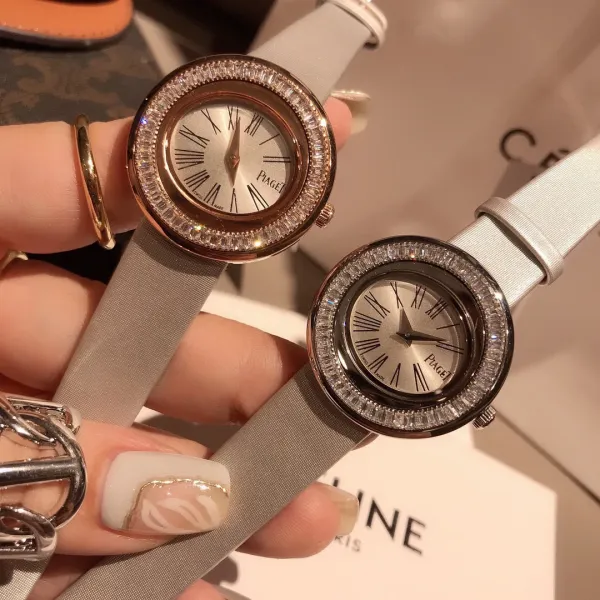 Design Piaget Possession White Strap Rose Gold Diamond Bezel Quartz Watch Watches - 48