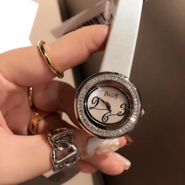 Design Piaget Possession White Strap Rose Gold Diamond Bezel Quartz Watch Watches - 4