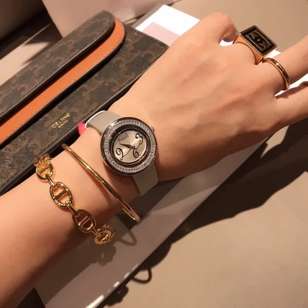Design Piaget Possession White Strap Rose Gold Diamond Bezel Quartz Watch Watches - 8