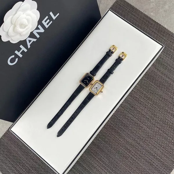 Chanel Premiere Watch Gold Diamond-Set White Dial Black Leather Strap Watches - 29
