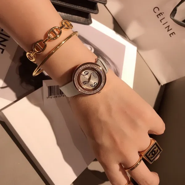 Design Piaget Possession White Strap Rose Gold Diamond Bezel Quartz Watch Watches - 18