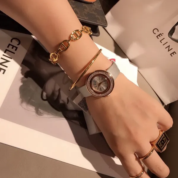 Design Piaget Possession White Strap Rose Gold Diamond Bezel Quartz Watch Watches - 54