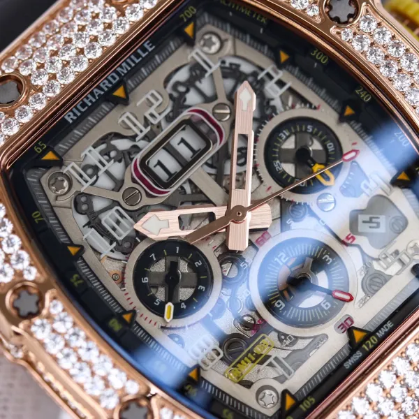 Richard Mille RM 011 Rose Gold Diamond Bezel Chronograph Watch Watches - 15