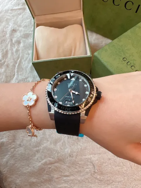 Gucci Dive Cat White Rubber Strap Watch Watches - 16