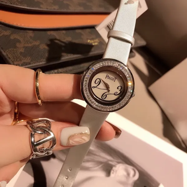Design Piaget Possession White Strap Rose Gold Diamond Bezel Quartz Watch Watches - 7
