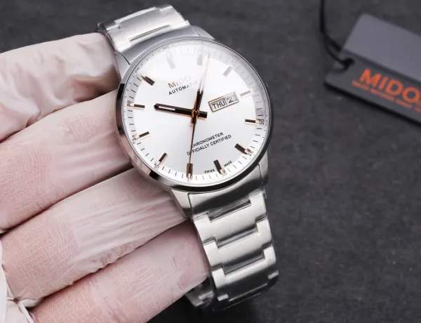 Design Mido Chronometer Automatic Silver Dial Rose Gold Bezel Mechanical Watch Watches - 20