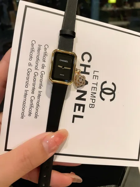 Chanel Première Rock Black Gold Quartz Watch with Camellia Charm Watches - 12
