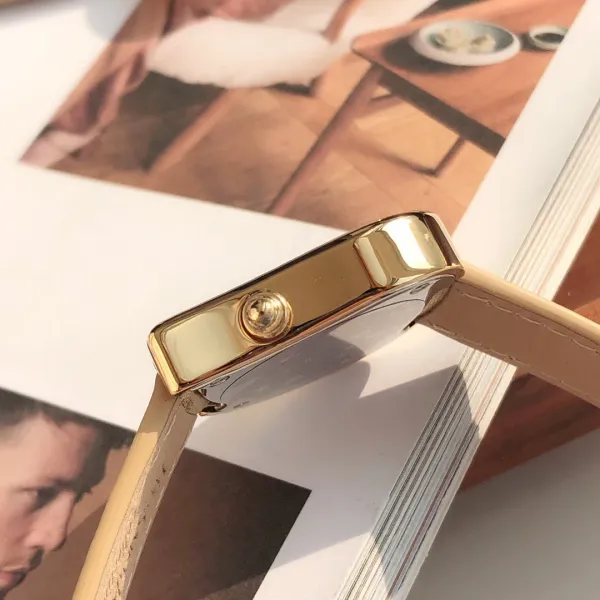Saint Laurent Yves Saint Laurent Heart-Shaped Watch Gold Red Leather Strap Watches - 18