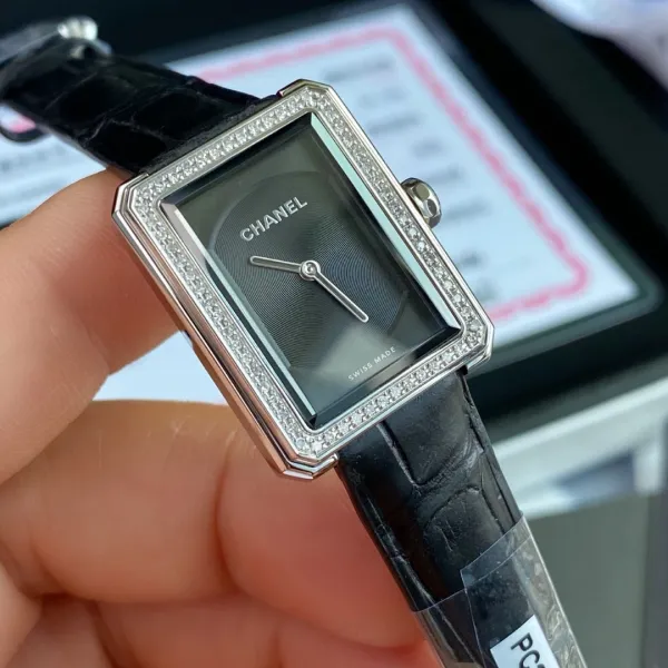 Chanel Boyfriend Watch Black Dial Diamond Bezel Leather Strap Watch Watches - 25