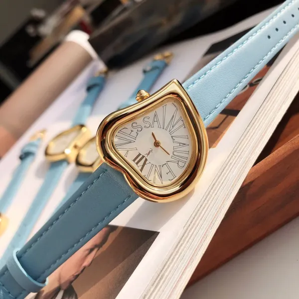 Saint Laurent Yves Saint Laurent Heart-Shaped Watch Gold Red Leather Strap Watches - 27