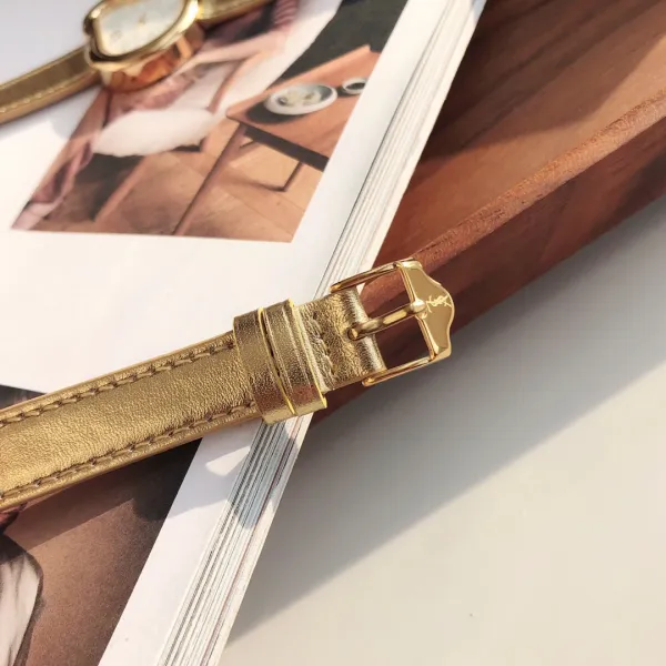 Saint Laurent Yves Saint Laurent Heart-Shaped Watch Gold Red Leather Strap Watches - 20