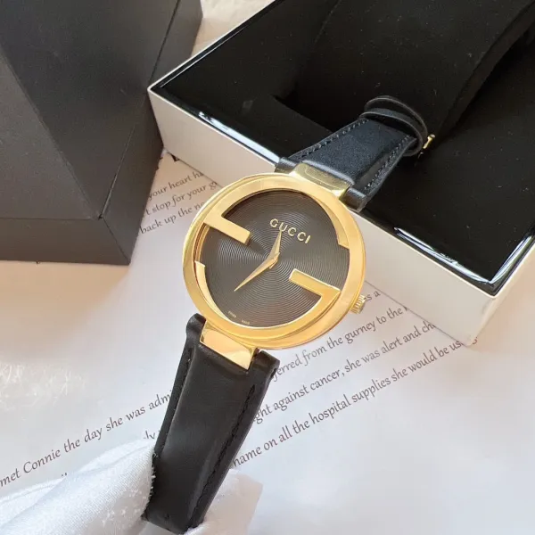 Gucci G-Timeless Mini Rose Gold Silver Dial Brown Leather Watch Watches - 21