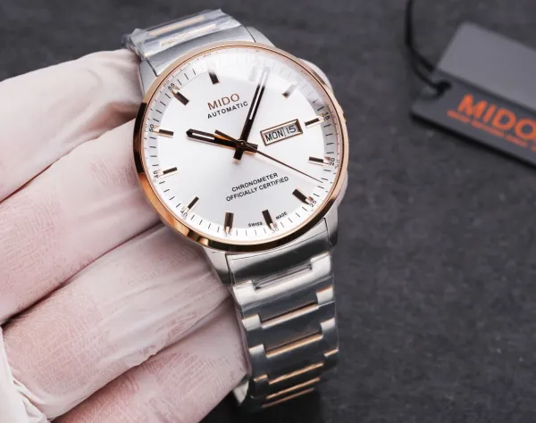 Design Mido Chronometer Automatic Silver Dial Rose Gold Bezel Mechanical Watch Watches - 46