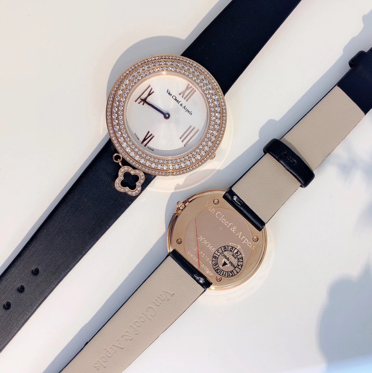 Van Cleef & Arpels Alhambra Diamond-Set Black Dial Watch Watches - 19