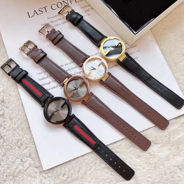 Gucci G-Timeless Mini Rose Gold Silver Dial Brown Leather Watch Watches - 35