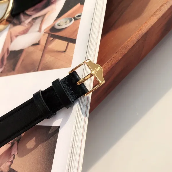 Saint Laurent Yves Saint Laurent Heart-Shaped Watch Gold Red Leather Strap Watches - 11
