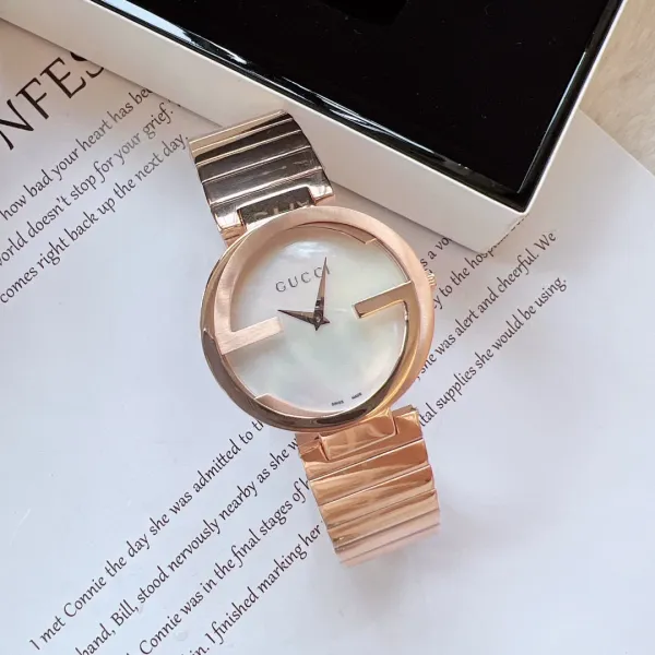 Gucci G-Timeless Mini Rose Gold Silver Dial Brown Leather Watch Watches - 11