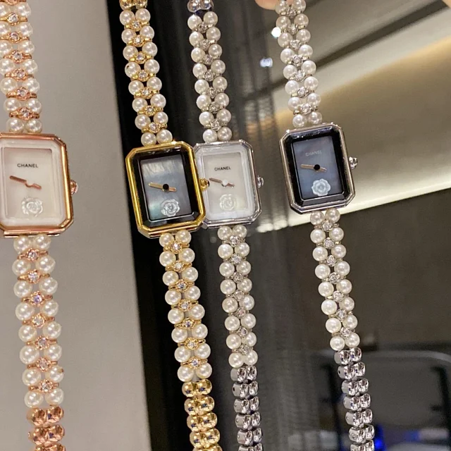 Chanel Watches Rectangular Camellia Dial Pearl Bracelet Watch product detail image 5