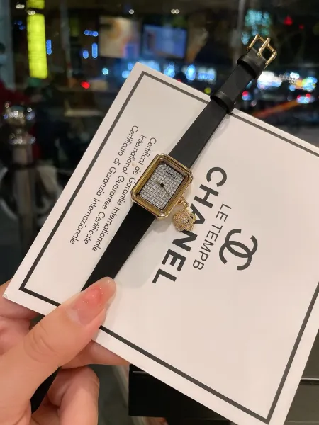 Chanel Première Rock Black Gold Quartz Watch with Camellia Charm Watches - 8