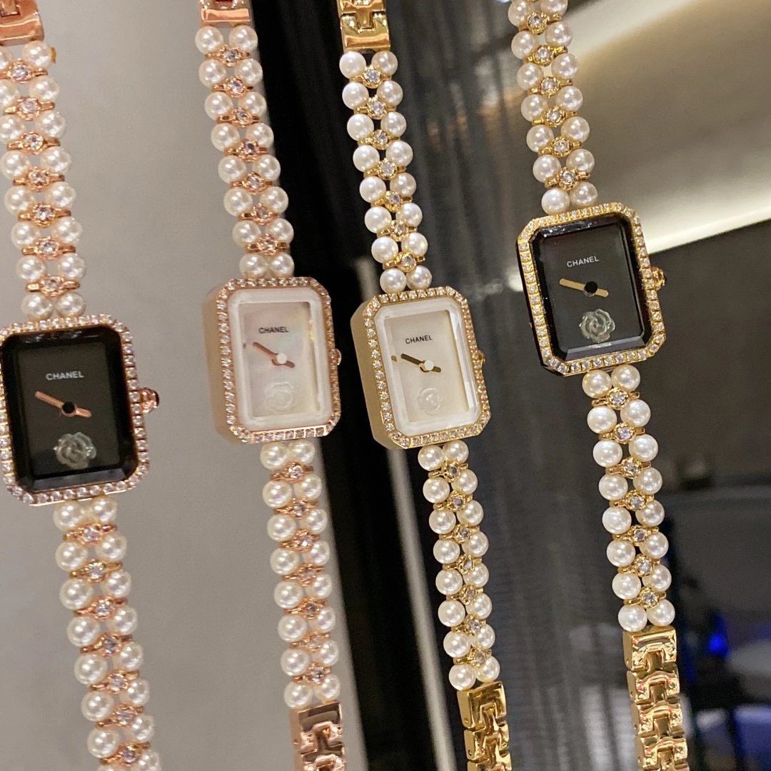 Chanel Watches Rectangular Camellia Dial Pearl Bracelet Watch image 2