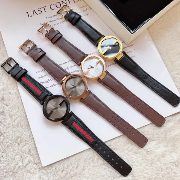 Gucci G-Timeless Mini Rose Gold Silver Dial Brown Leather Watch Watches - 38