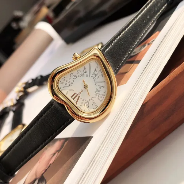 Saint Laurent Yves Saint Laurent Heart-Shaped Watch Gold Red Leather Strap Watches - 7