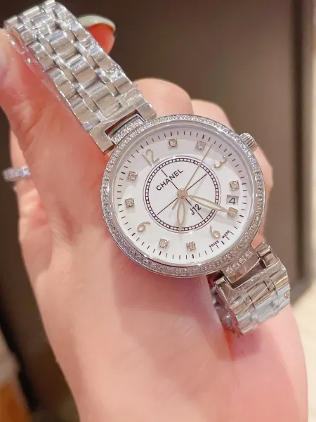 Chanel J12 White Mother-of-Pearl Dial Diamond-Set Stainless Steel Watch Watches - 3