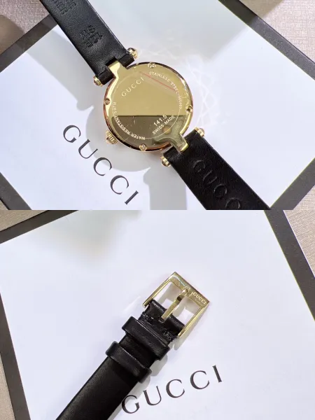 Gucci G-Timeless Mini Mother-of-Pearl Dial Black Leather Watch Watches - 19