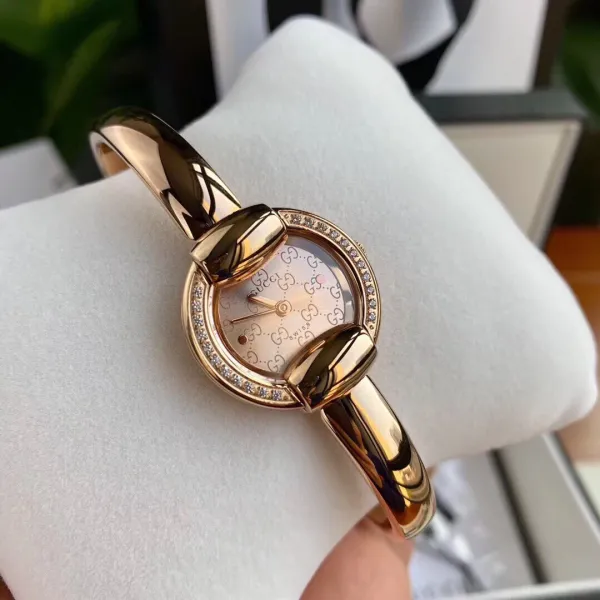 Gucci G-Timeless Diamond-Set Rose Gold Black Dial Watch Watches - 11