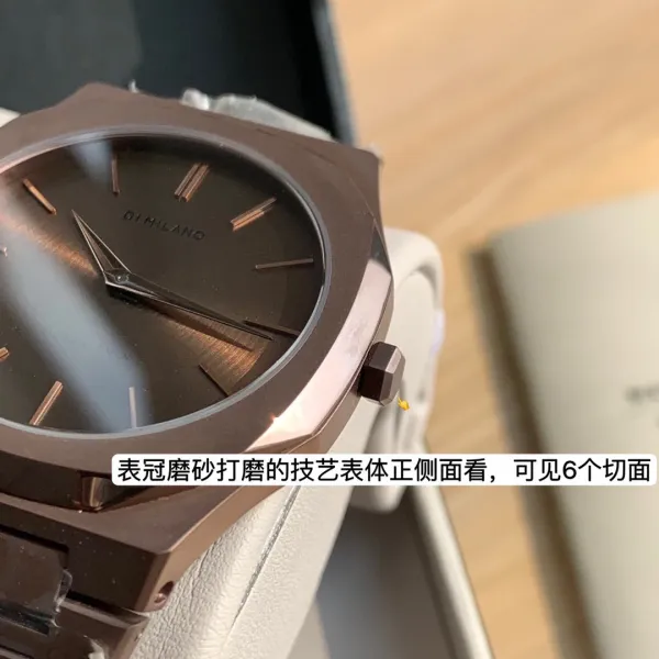 Design D1 Milano Ultra Thin Rose Gold Watch with Burgundy Dial Watches - 53