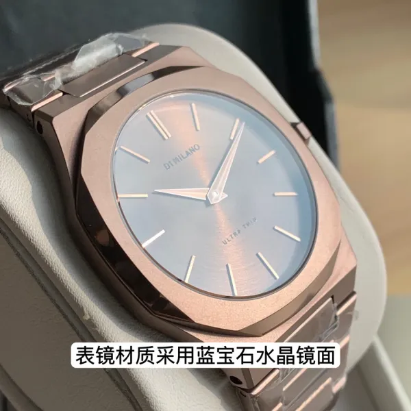 Design D1 Milano Ultra Thin Rose Gold Watch with Burgundy Dial Watches - 51