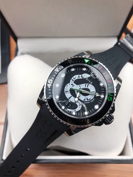 Gucci Dive Snake Black Rubber Watch Watches - 31