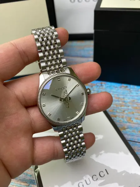 Gucci G-Timeless Bee Silver Dial Steel Watch Watches - 6