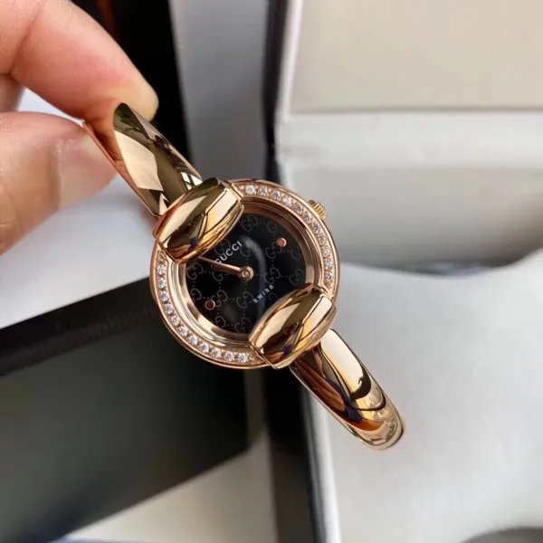 Gucci G-Timeless Diamond-Set Rose Gold Black Dial Watch Watches - 25