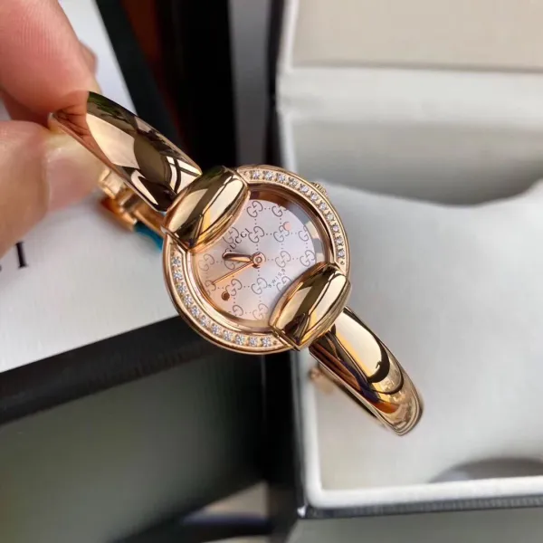 Gucci G-Timeless Diamond-Set Rose Gold Black Dial Watch Watches - 10