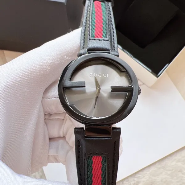 Gucci G-Timeless Mini Rose Gold Silver Dial Brown Leather Watch Watches - 28