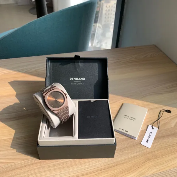 Design D1 Milano Ultra Thin Rose Gold Watch with Burgundy Dial Watches - 41