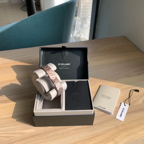 Design D1 Milano Ultra Thin Rose Gold Watch with Burgundy Dial Watches - 44