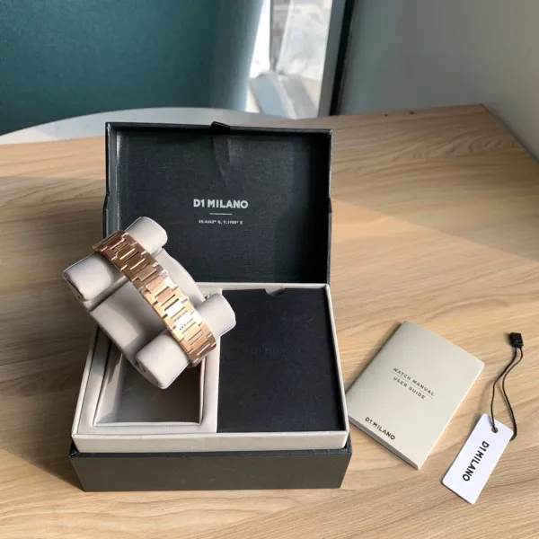 Design D1 Milano Ultra Thin Rose Gold Watch with Burgundy Dial Watches - 62